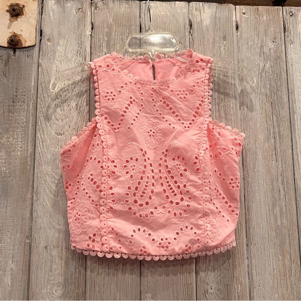Pink Eyelet Sleeveless Top